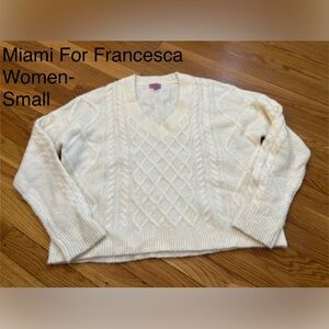 Miami Women's Cream V-Neck Sweater